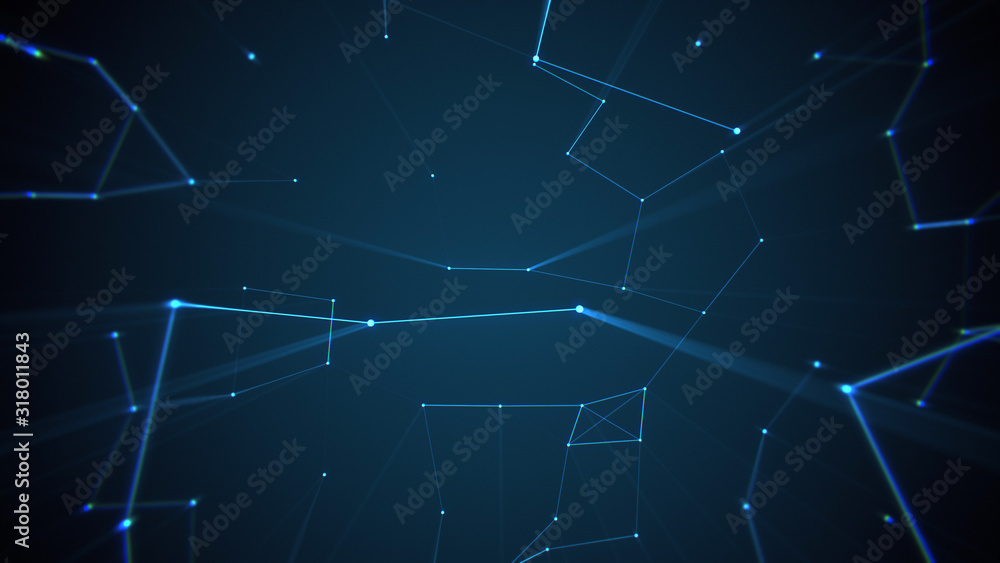 Poster lines connected triangles. network sphere system. digital data plexus technology construction. conne