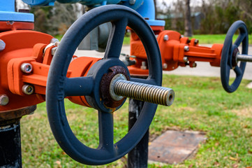 Gate valves on side of natural gas line