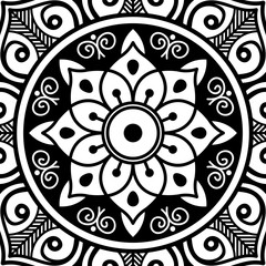 Decorative round ornament, black-white, isolated on white. Good decoration for the holidays. Perfect for printing, laser cutting.