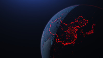 Obraz na płótnie Canvas 3d iillustration of globe with China corona virus Spreads in Asia