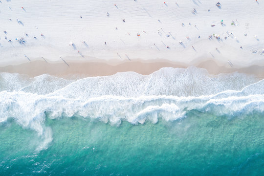 High Angle View Of People At Beach