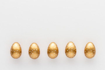 Top view easter composition. Bunny easter egg creative flat lay background with copy space for your text.