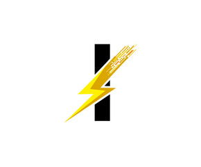 Flash I Letter Logo, Digital Data Electrical Bolt Logo Vector