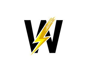 Flash W Letter Logo, Digital Data Electrical Bolt Logo Vector