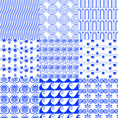 Vector set of greek traditional seamless tiled patterns 2