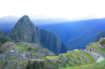Early morning just after sunrise at Machu Picchu