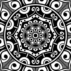Decorative round ornament, black-white, isolated on white. Good decoration for the holidays. Perfect for printing, laser cutting.