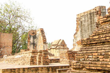 Statues of Buddhist monks in the ancient city of Ayutthaya, Thailand.