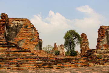 Statues of Buddhist monks in the ancient city of Ayutthaya, Thailand.
