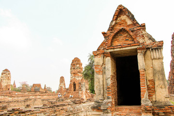 Statues of Buddhist monks in the ancient city of Ayutthaya, Thailand.
