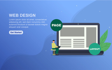Web design landing page template. Flat design concept of web page design for website.