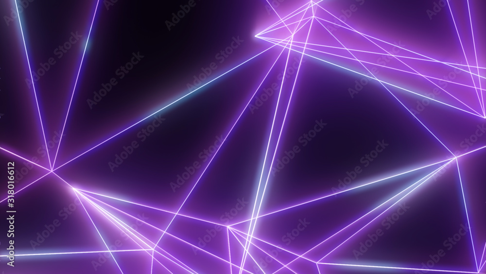 Poster neon futuristic wireframe surface. triangula glowing structure. connected lines triangle technology 