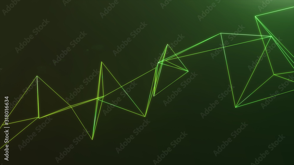 Poster neon futuristic wireframe surface. triangula glowing structure. connected lines triangle technology 
