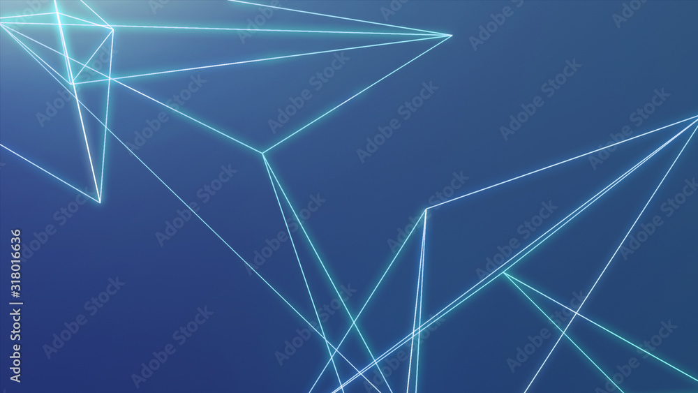Poster neon futuristic wireframe surface. triangula glowing structure. connected lines triangle technology 
