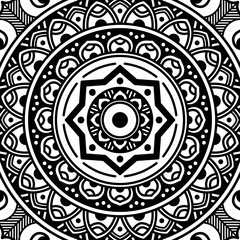 Decorative round ornament, black-white, isolated on white. Good decoration for the holidays. Perfect for printing, laser cutting.