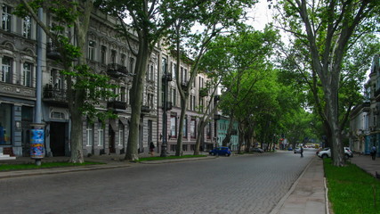 typical street view of old district of Odessa, Ukraine