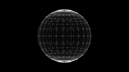 Glowing hologram sphere. Modern abstract background. Isolated on black