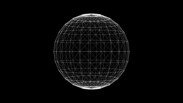 Glowing hologram sphere. Modern abstract background. Isolated on black