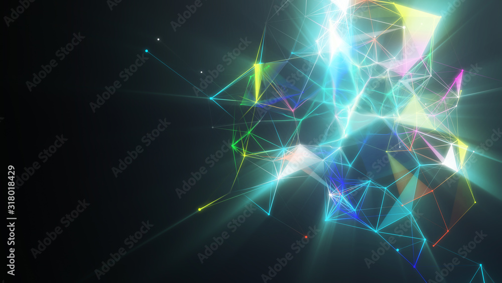 Poster lines connected triangles. network sphere system. digital data plexus technology construction. conne