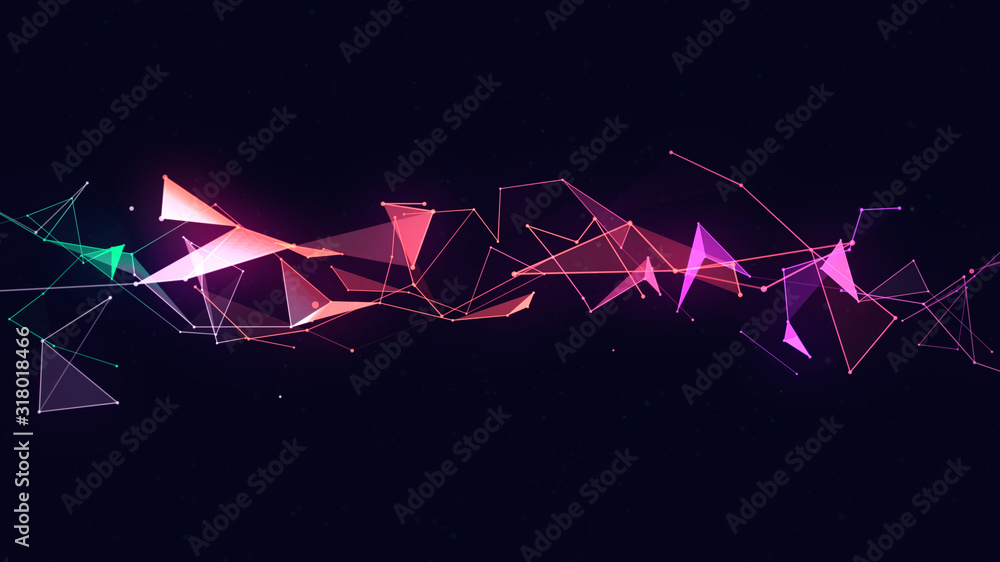 Poster lines connected triangles. network sphere system. digital data plexus technology construction. conne