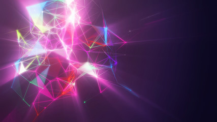 Fototapeta premium Lines connected triangles. Network sphere system. Digital data plexus technology construction. Connection or communication. Futuristic multicolored abstract