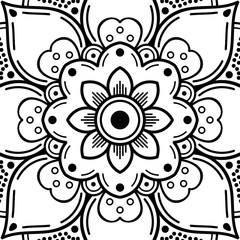 Decorative round ornament, black-white, isolated on white. Good decoration for the holidays. Perfect for printing, laser cutting.