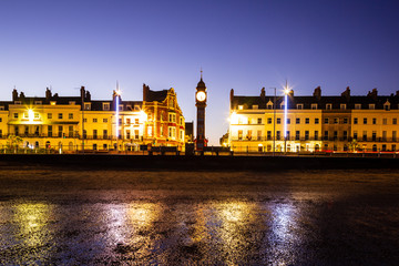 Fototapeta na wymiar Weymouth Jubilee Clock in winter