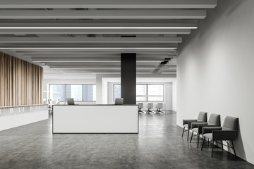 White reception and lounge in corporate office
