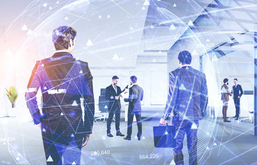 Diverse people in office, network interface