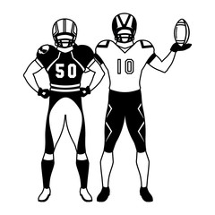 men players american football on white background