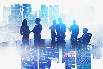 Business people in city, cloud computing