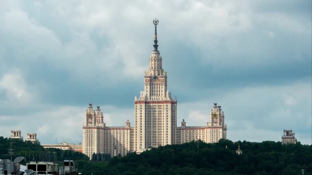 Timelapse Day Moscow State University 4K Uhd
