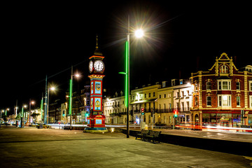 Fototapeta premium Weymouths Famous Clock in winter at Night