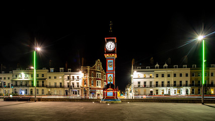 Fototapeta premium Weymouths Famous Clock in winter at Night