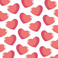 pattern of hearts red on white background
