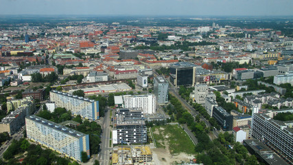 Fototapeta na wymiar view of Wroclaw from the observation deck of Sky Tower, Wroclaw, Poland