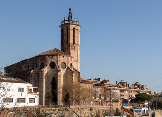 Romanic church Santa Maria de Caldes de Montbui. Medieval roman village in Catalonia, Spain.