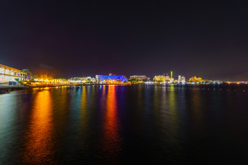 Fototapeta premium Night view of the coastline in Eilat