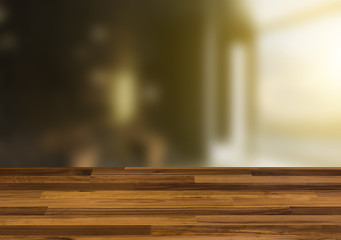 Background with empty wooden table. Flooring