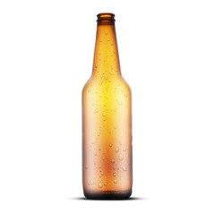 empty brown beer bottle with drops