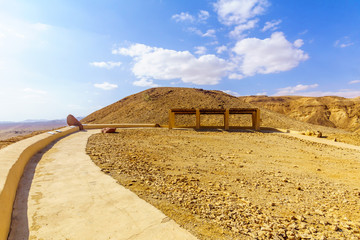 Arava desert landscape, with an observation point