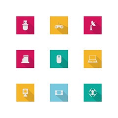 Flat apps icon square shape with long shadow style