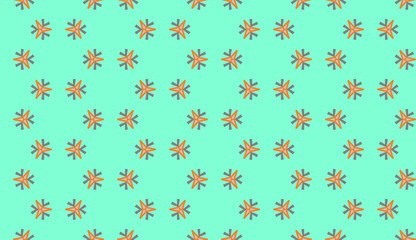 seamless simple triangular pattern on Aqua menthe background. Three beam ornament with gray and orange color on Mint background. Best for greeting card, textile, fabric, tile, invitation or banner
