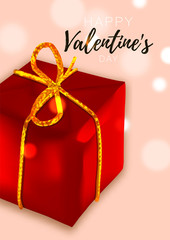 Valentine card. Romantic day background love poster to promotion. Sale banner with hearts and gifts. Special offer to romantic day.