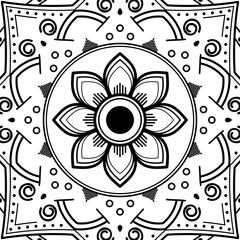 Decorative round ornament, black-white, isolated on white. Good decoration for the holidays. Perfect for printing, laser cutting.