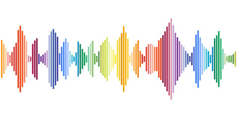 Colored sound waves. Music tracks, flat design vector