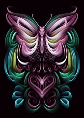 Butterfly illustration, colorful artistic drawing