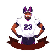 man player american football with ribbon on white background