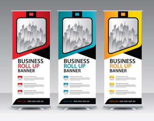 Roll up banner stand template Creative design, Modern Exhibition Advertising vector eps10