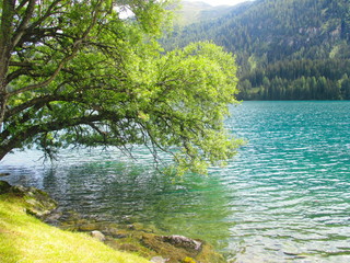 Lake in Swiss mountains